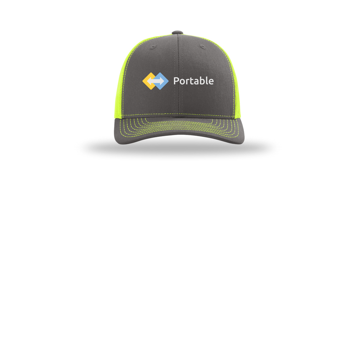 portable-richardson-trucker-cap-embroidery-capfront-R112-charcoalneonyellow-flat-front