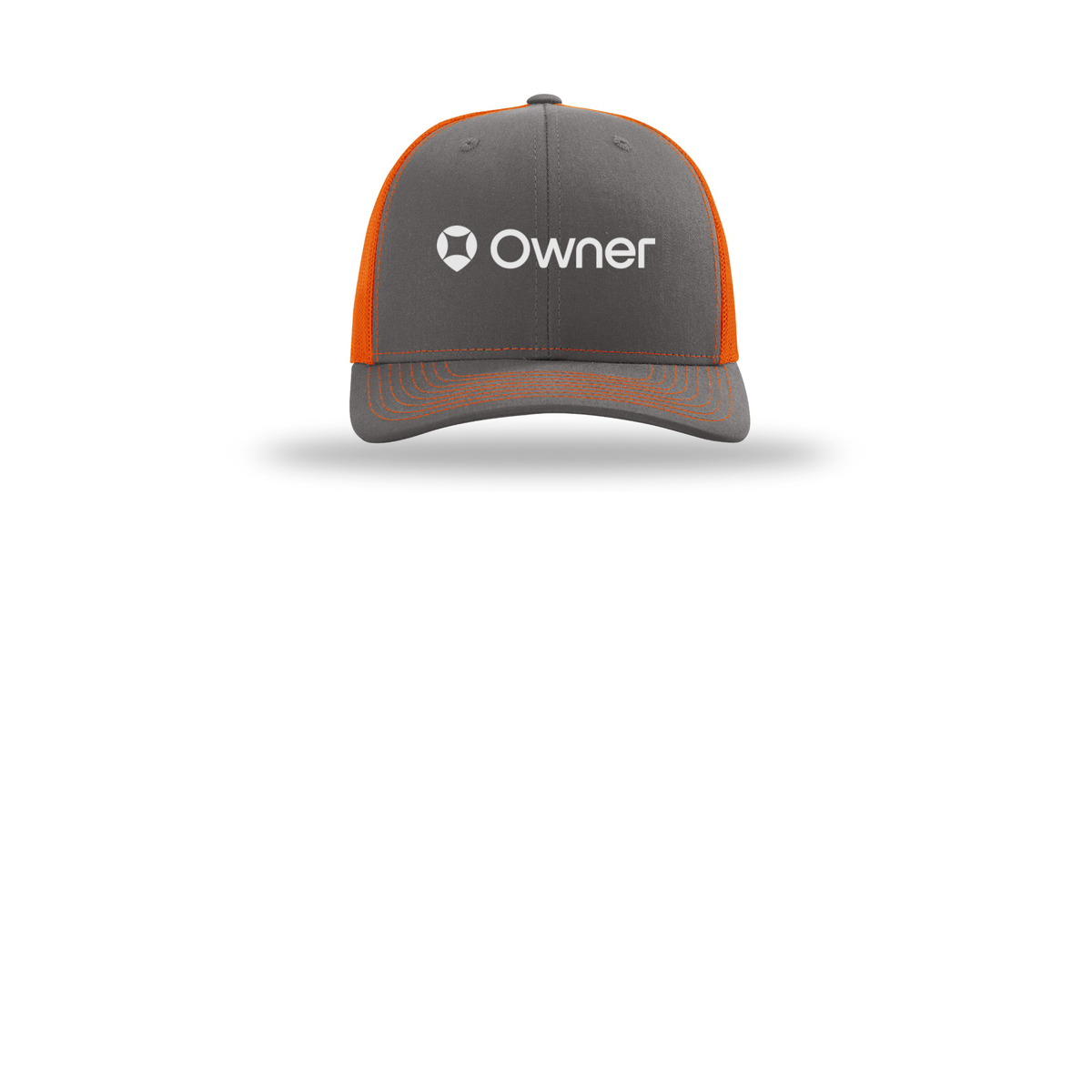 owner-richardson-trucker-cap-embroidery-capfront-R112-charcoalorange-flat-front