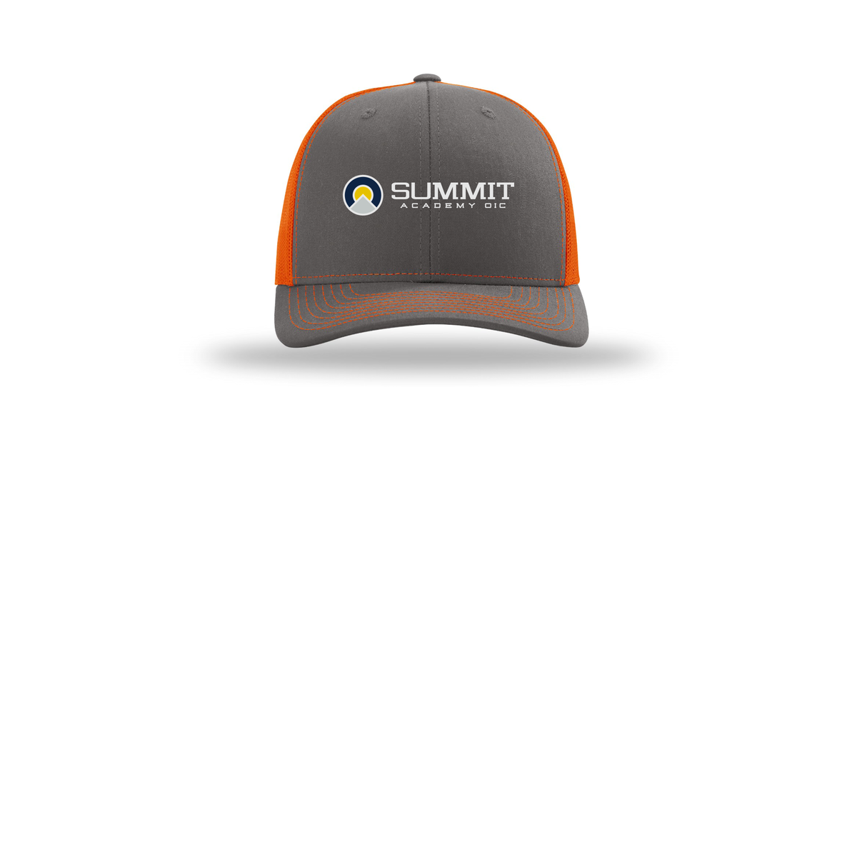saoic-richardson-trucker-cap-embroidery-capfront-R112-charcoalorange-flat-front