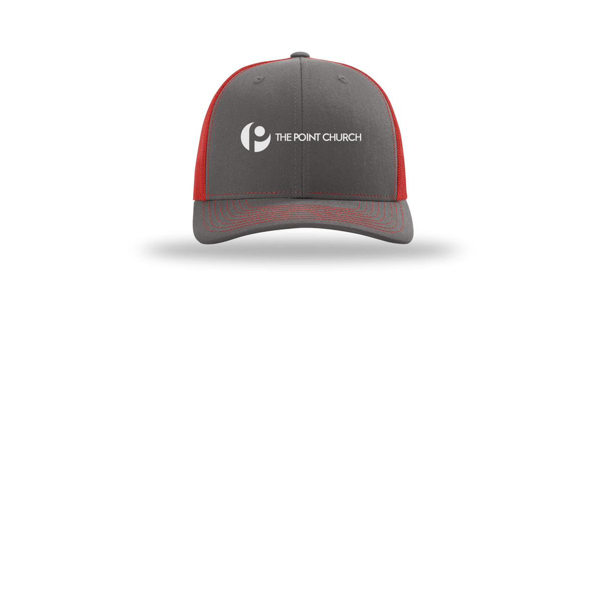 thepointva-richardson-trucker-cap-embroidery-capfront-R112-charcoalred-flat-front