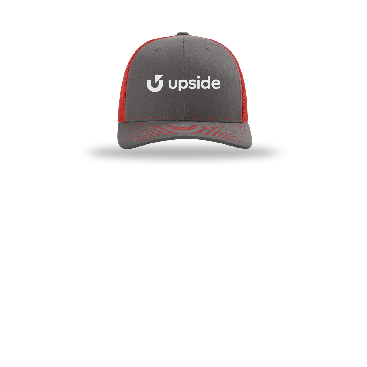 upside-richardson-trucker-cap-embroidery-capfront-R112-charcoalred-flat-front