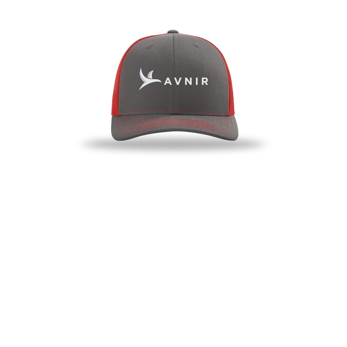 avnir-richardson-trucker-cap-embroidery-capfront-R112-charcoalred-flat-front