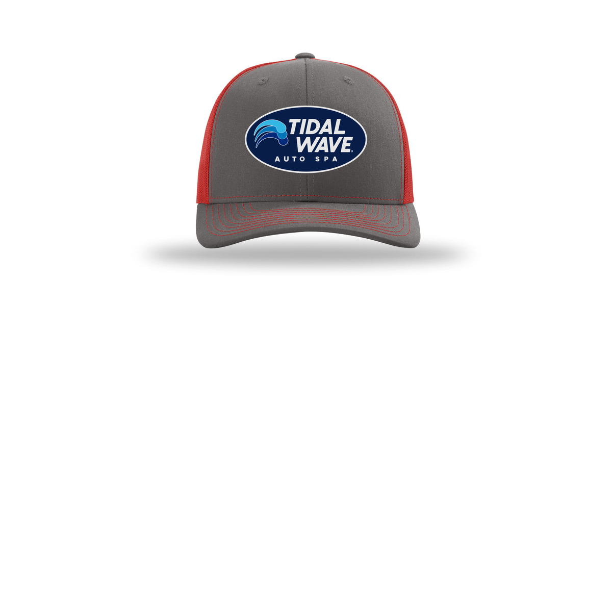 tidalwaveautospa-richardson-trucker-cap-embroidery-capfront-R112-charcoalred-flat-front