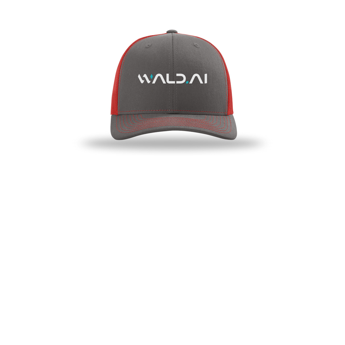 wald-richardson-trucker-cap-embroidery-capfront-R112-charcoalred-flat-front