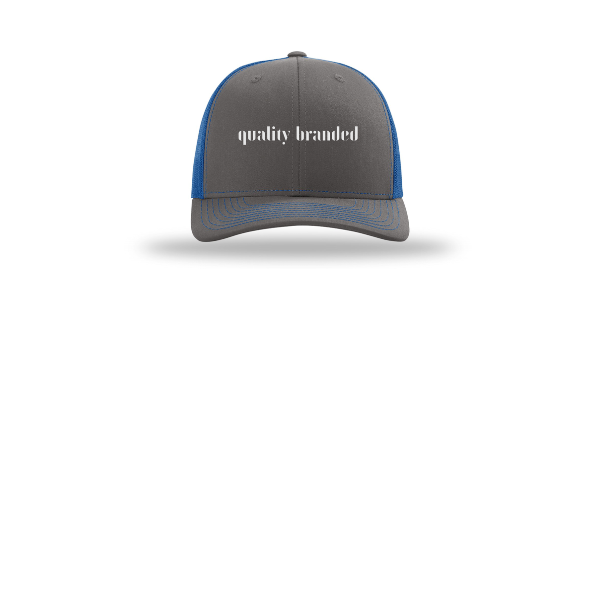 qualitybranded-richardson-trucker-cap-embroidery-capfront-R112-charcoalroyal-flat-front