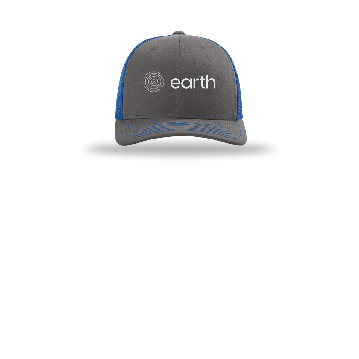 earthfuneral-richardson-trucker-cap-embroidery-capfront-R112-charcoalroyal-flat-front