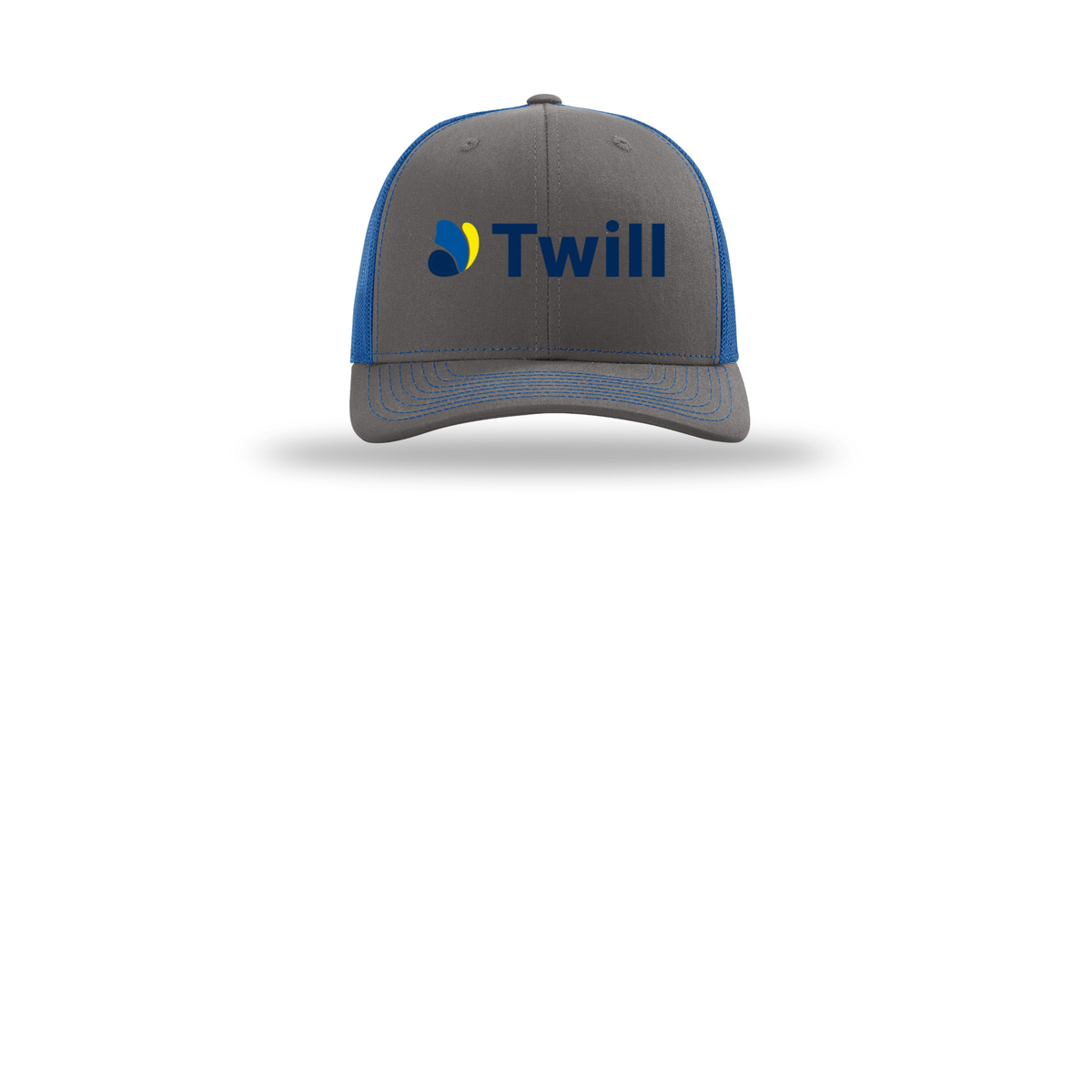 withtwill-richardson-trucker-cap-embroidery-capfront-R112-charcoalroyal-flat-front