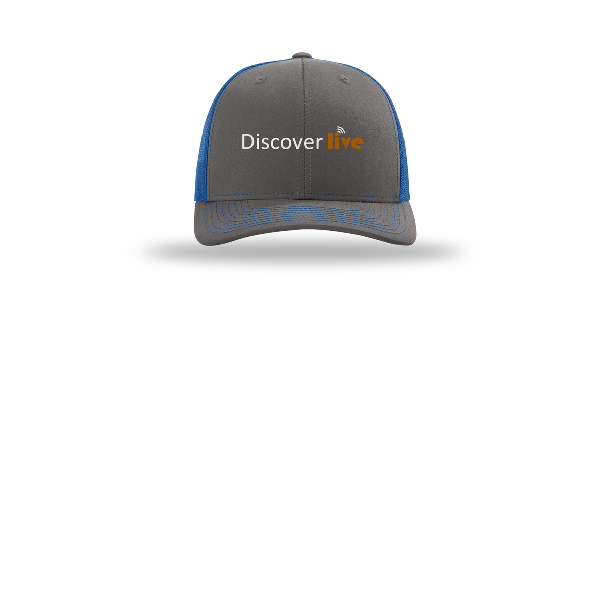 discover-richardson-trucker-cap-embroidery-capfront-R112-charcoalroyal-flat-front