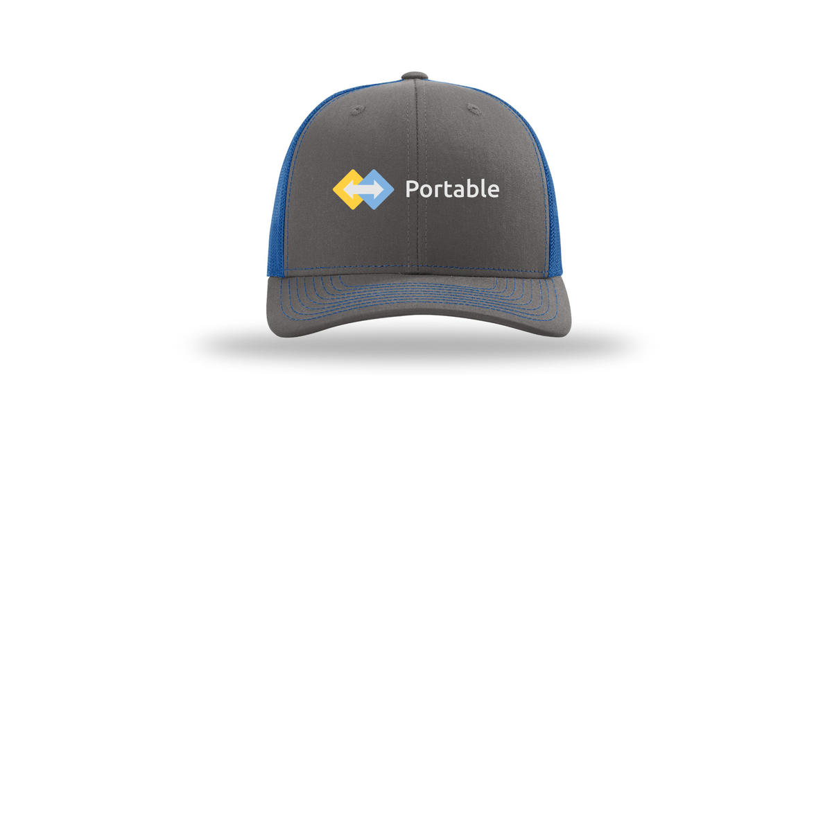 portable-richardson-trucker-cap-embroidery-capfront-R112-charcoalroyal-flat-front