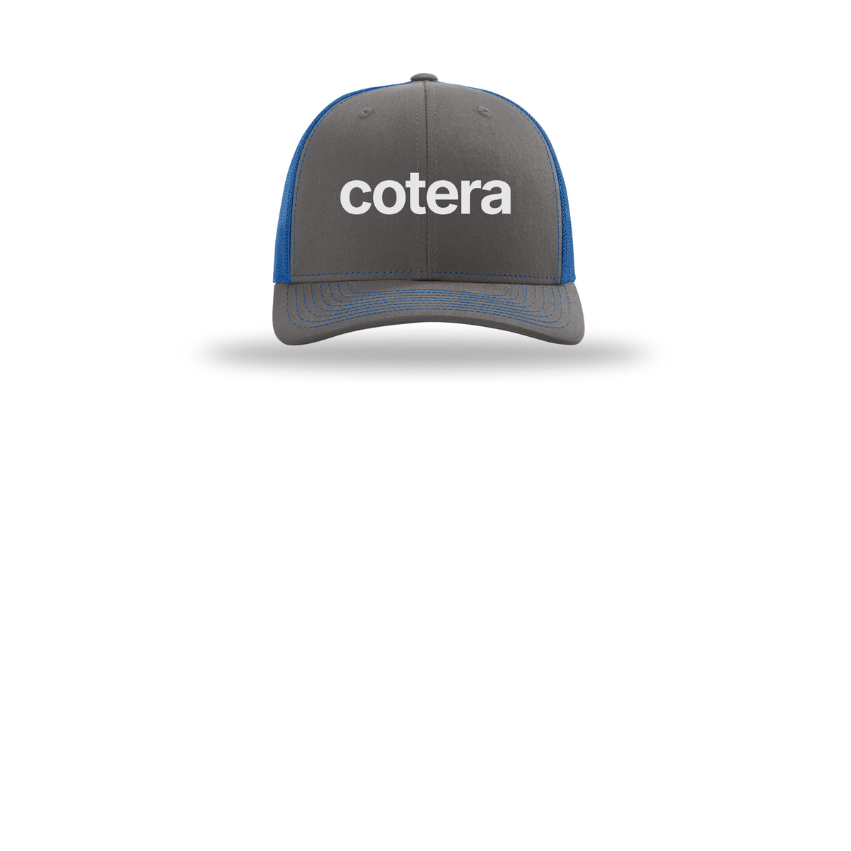 cotera-richardson-trucker-cap-embroidery-capfront-R112-charcoalroyal-flat-front