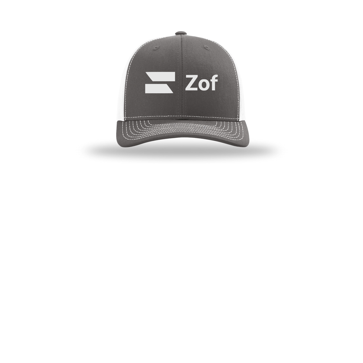 zof-richardson-trucker-cap-embroidery-capfront-R112-charcoalwhite-flat-front