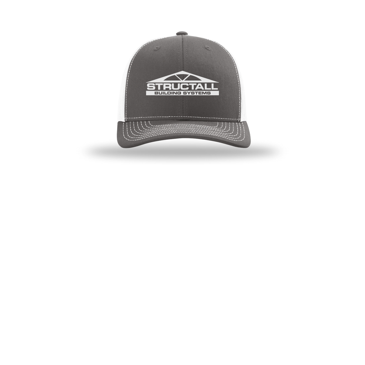 structall-richardson-trucker-cap-embroidery-capfront-R112-charcoalwhite-flat-front
