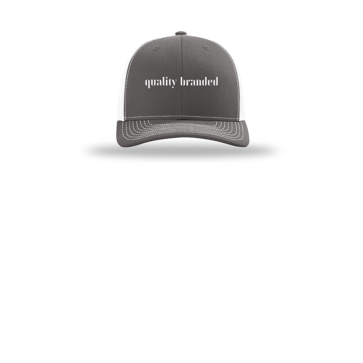 qualitybranded-richardson-trucker-cap-embroidery-capfront-R112-charcoalwhite-flat-front