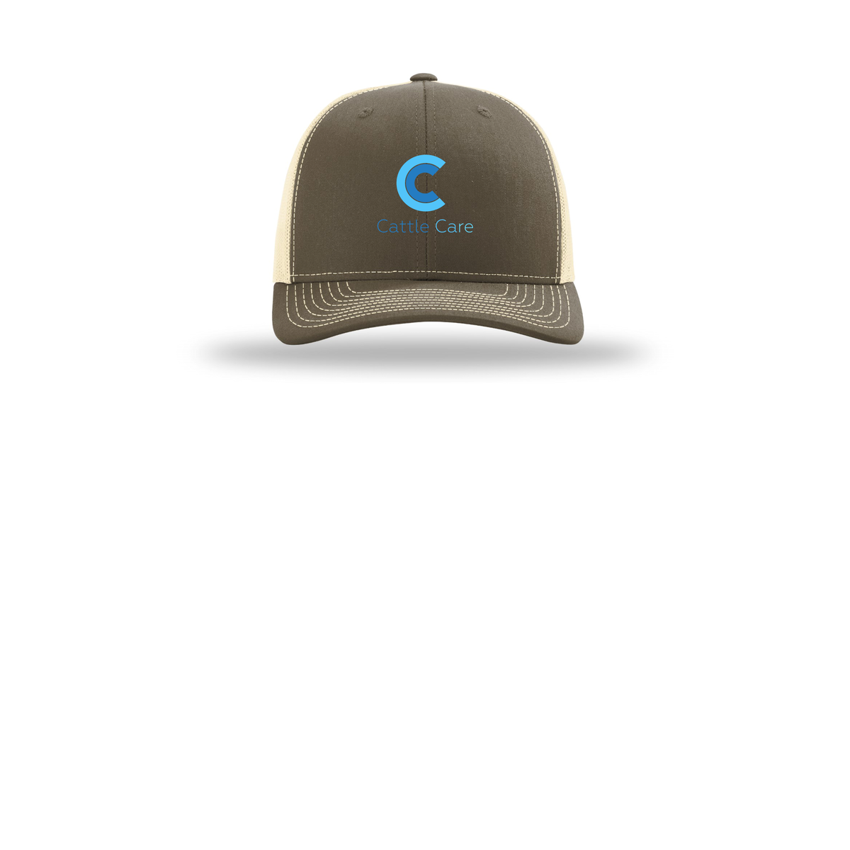 cattle-care-richardson-trucker-cap-embroidery-capfront-R112-chocolatechipbirch-flat-front
