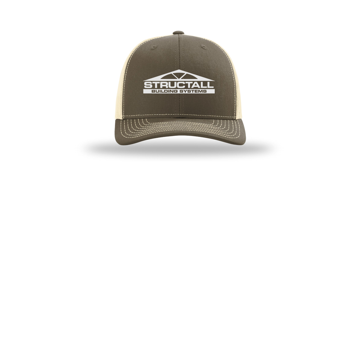 structall-richardson-trucker-cap-embroidery-capfront-R112-chocolatechipbirch-flat-front