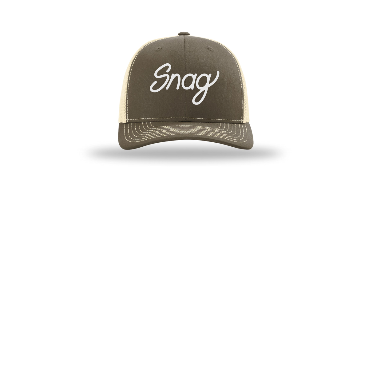 snagdelivery-richardson-trucker-cap-embroidery-capfront-R112-chocolatechipbirch-flat-front