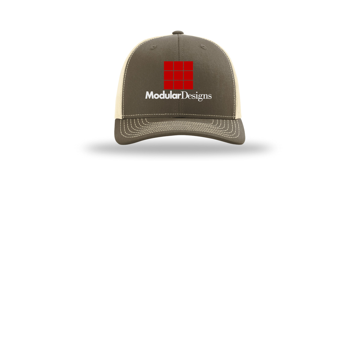 modulardesignsflooring-richardson-trucker-cap-embroidery-capfront-R112-chocolatechipbirch-flat-front