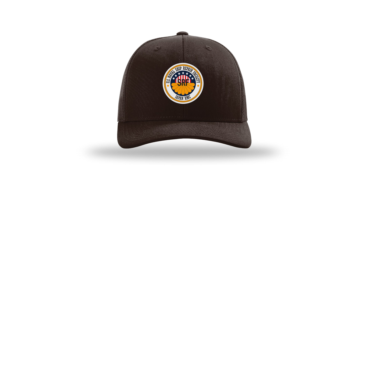 srf-jrmc-richardson-trucker-cap-embroidery-capfront-R112-coffee-flat-front