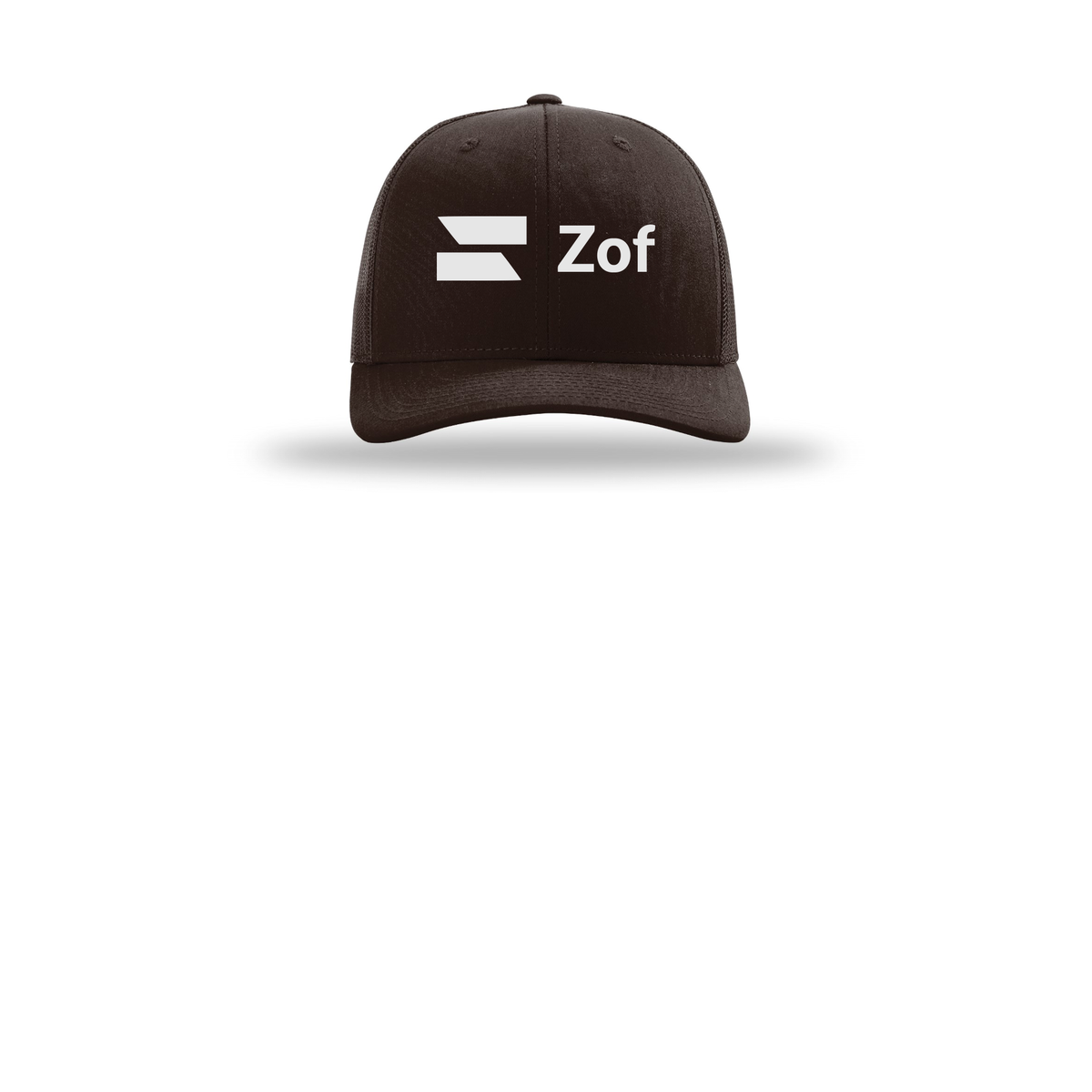 zof-richardson-trucker-cap-embroidery-capfront-R112-coffee-flat-front