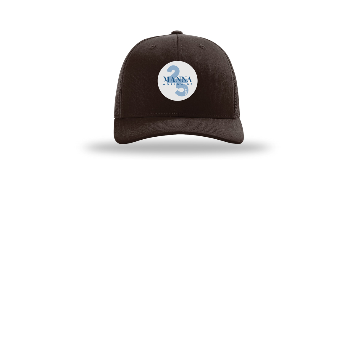 mannaworldwide-richardson-trucker-cap-embroidery-capfront-R112-coffee-flat-front