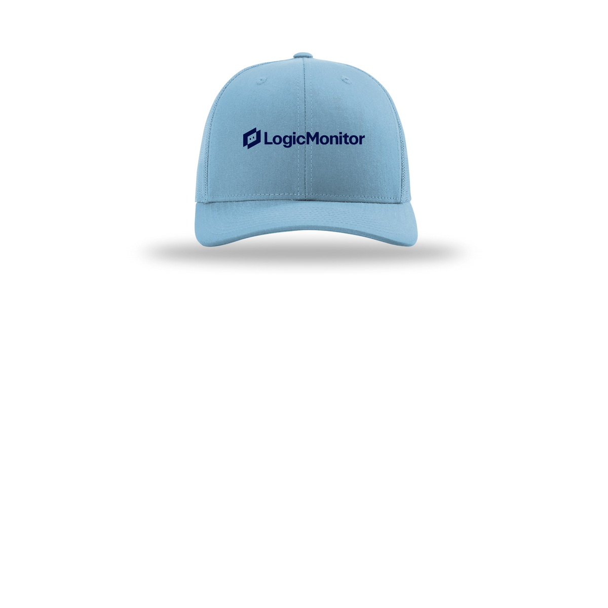 logicmonitor-richardson-trucker-cap-embroidery-capfront-R112-columbiablue-flat-front