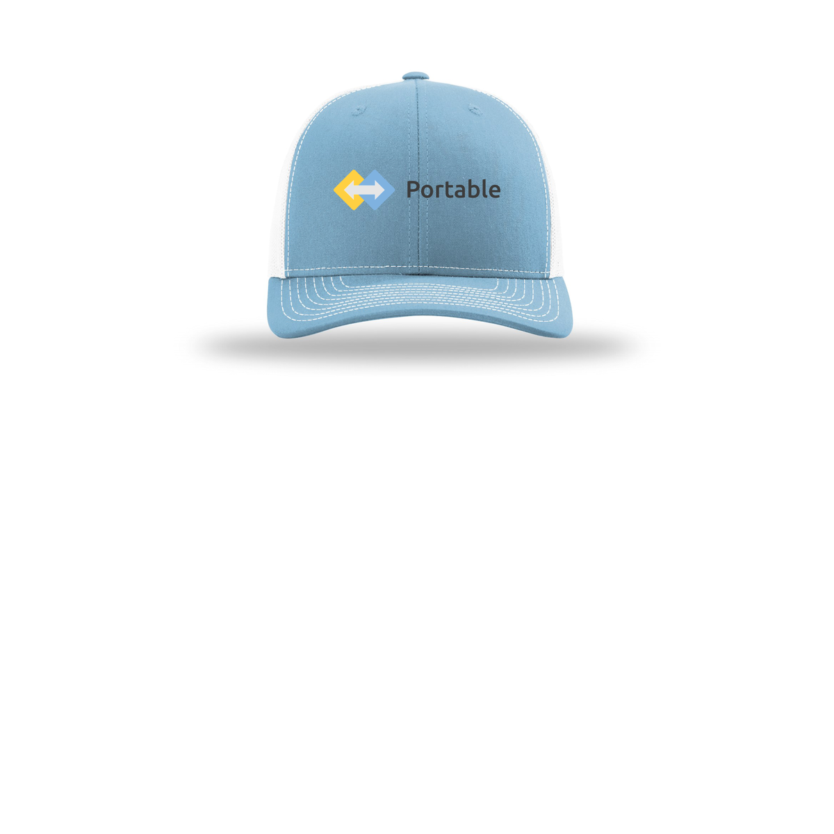 portable-richardson-trucker-cap-embroidery-capfront-R112-columbiabluewhite-flat-front