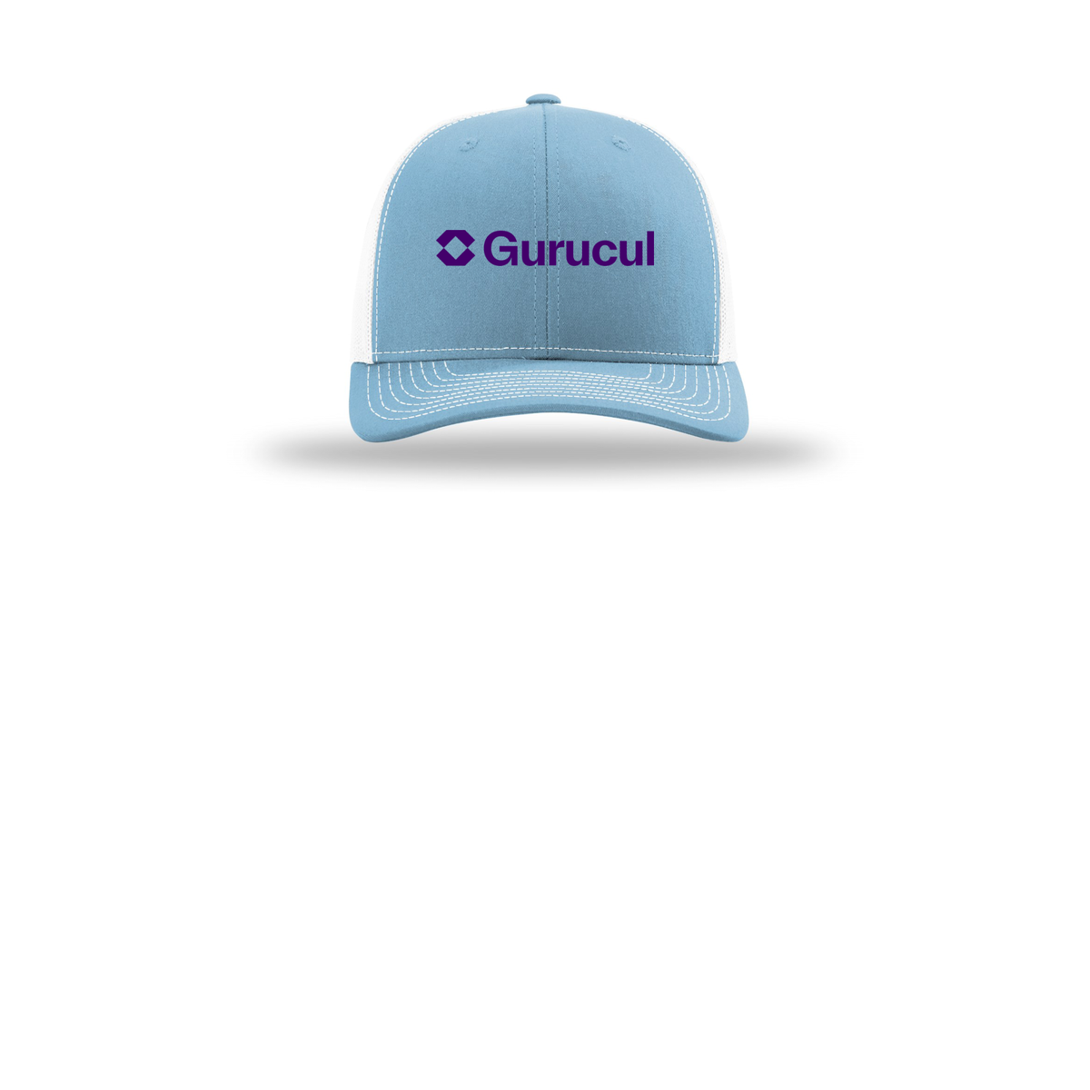 gurucul-richardson-trucker-cap-embroidery-capfront-R112-columbiabluewhite-flat-front