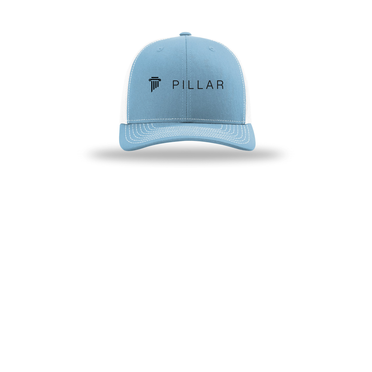 pillar-richardson-trucker-cap-embroidery-capfront-R112-columbiabluewhite-flat-front