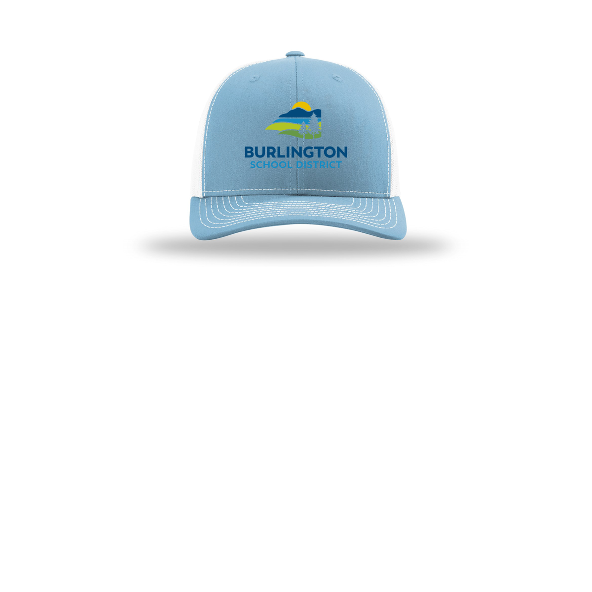 bsdvt-richardson-trucker-cap-embroidery-capfront-R112-columbiabluewhite-flat-front