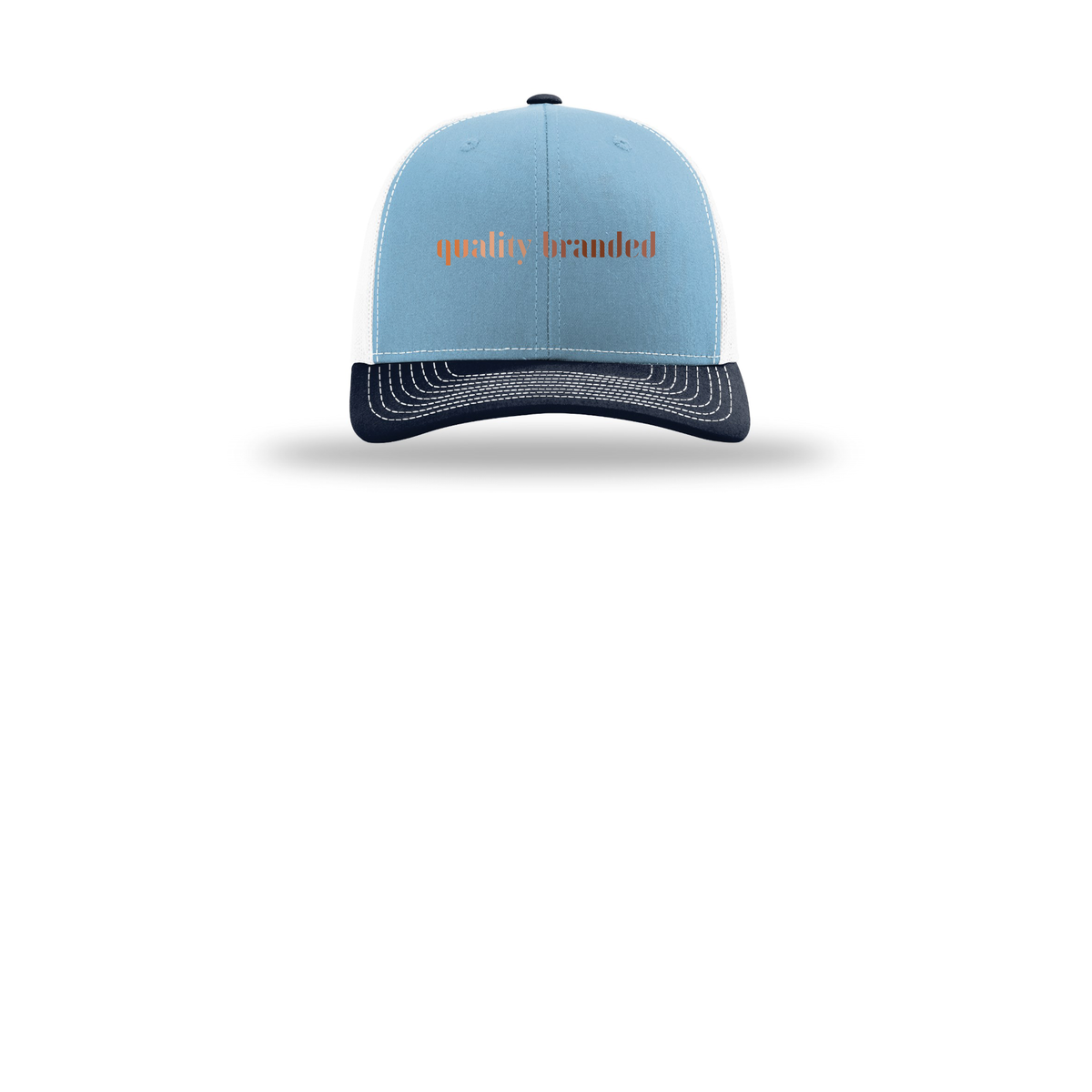 qualitybranded-richardson-trucker-cap-embroidery-capfront-R112-columbiabluewhitenavy-flat-front