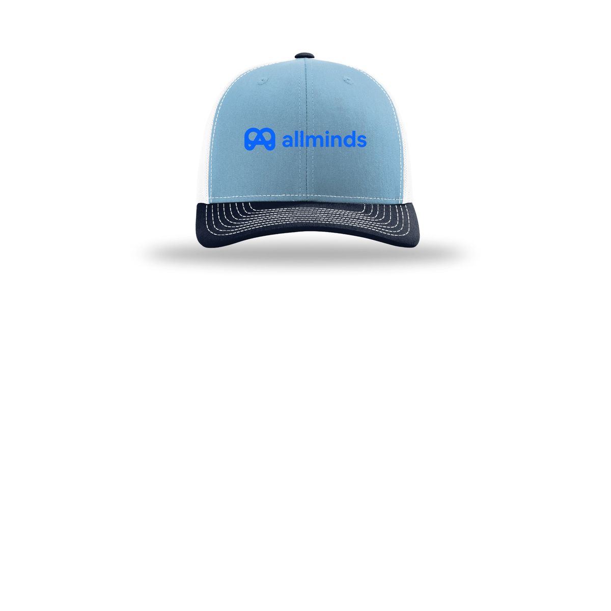 getallminds-richardson-trucker-cap-embroidery-capfront-R112-columbiabluewhitenavy-flat-front
