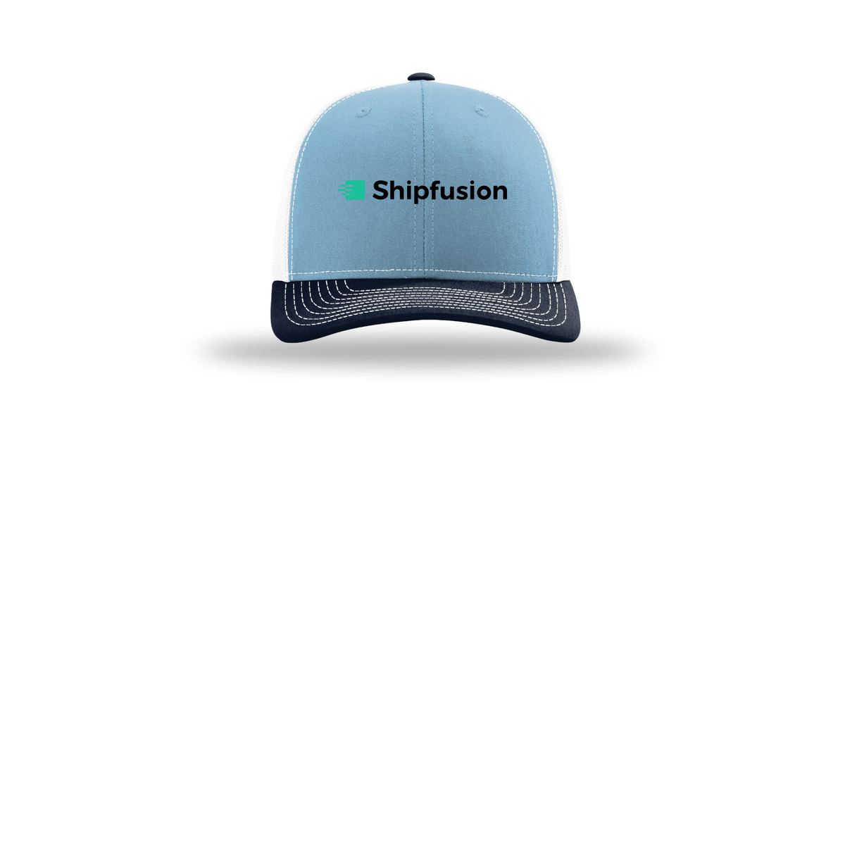 shipfusion-richardson-trucker-cap-embroidery-capfront-R112-columbiabluewhitenavy-flat-front