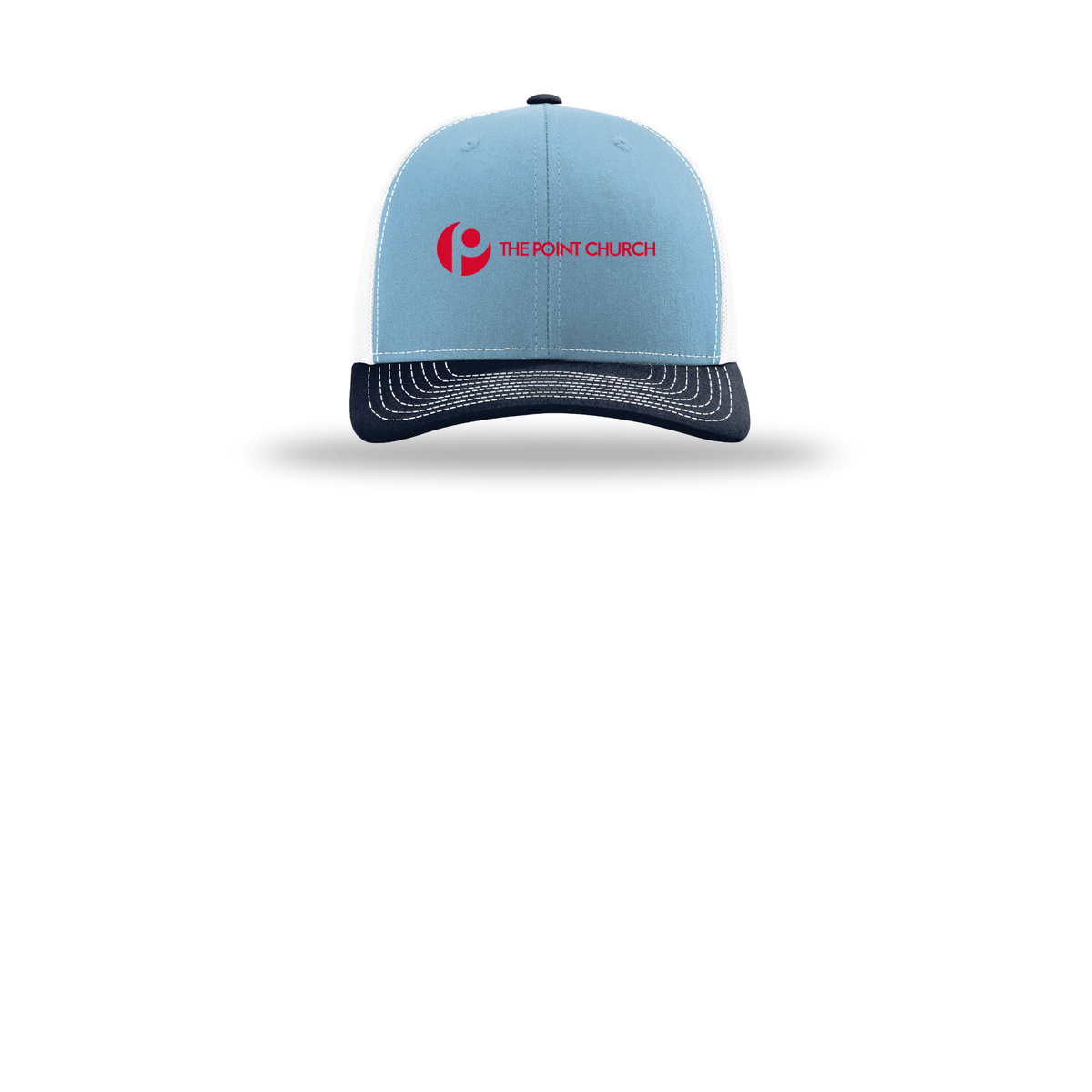thepointva-richardson-trucker-cap-embroidery-capfront-R112-columbiabluewhitenavy-flat-front