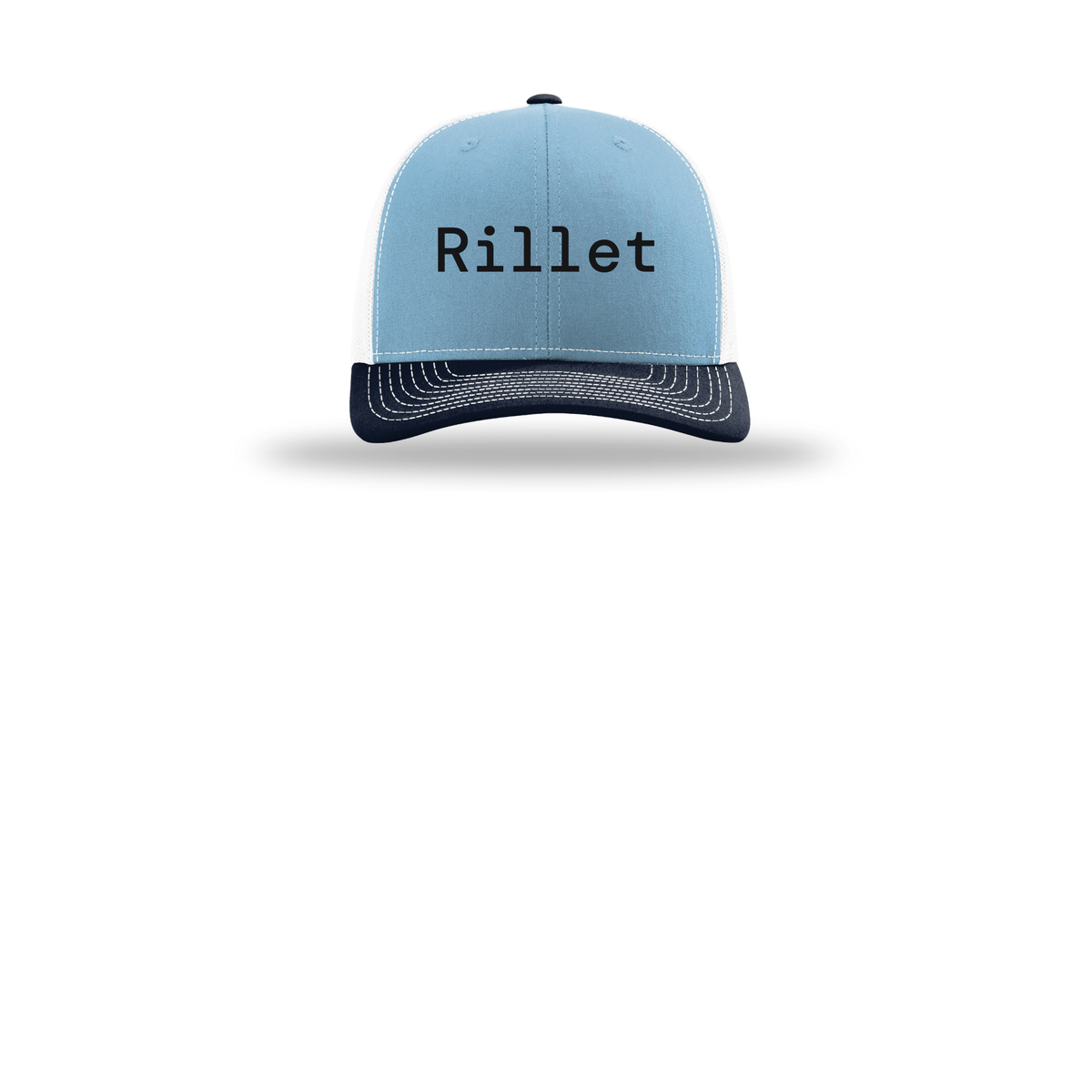 rillet-richardson-trucker-cap-embroidery-capfront-R112-columbiabluewhitenavy-flat-front