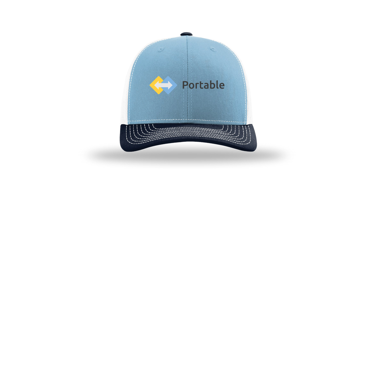portable-richardson-trucker-cap-embroidery-capfront-R112-columbiabluewhitenavy-flat-front