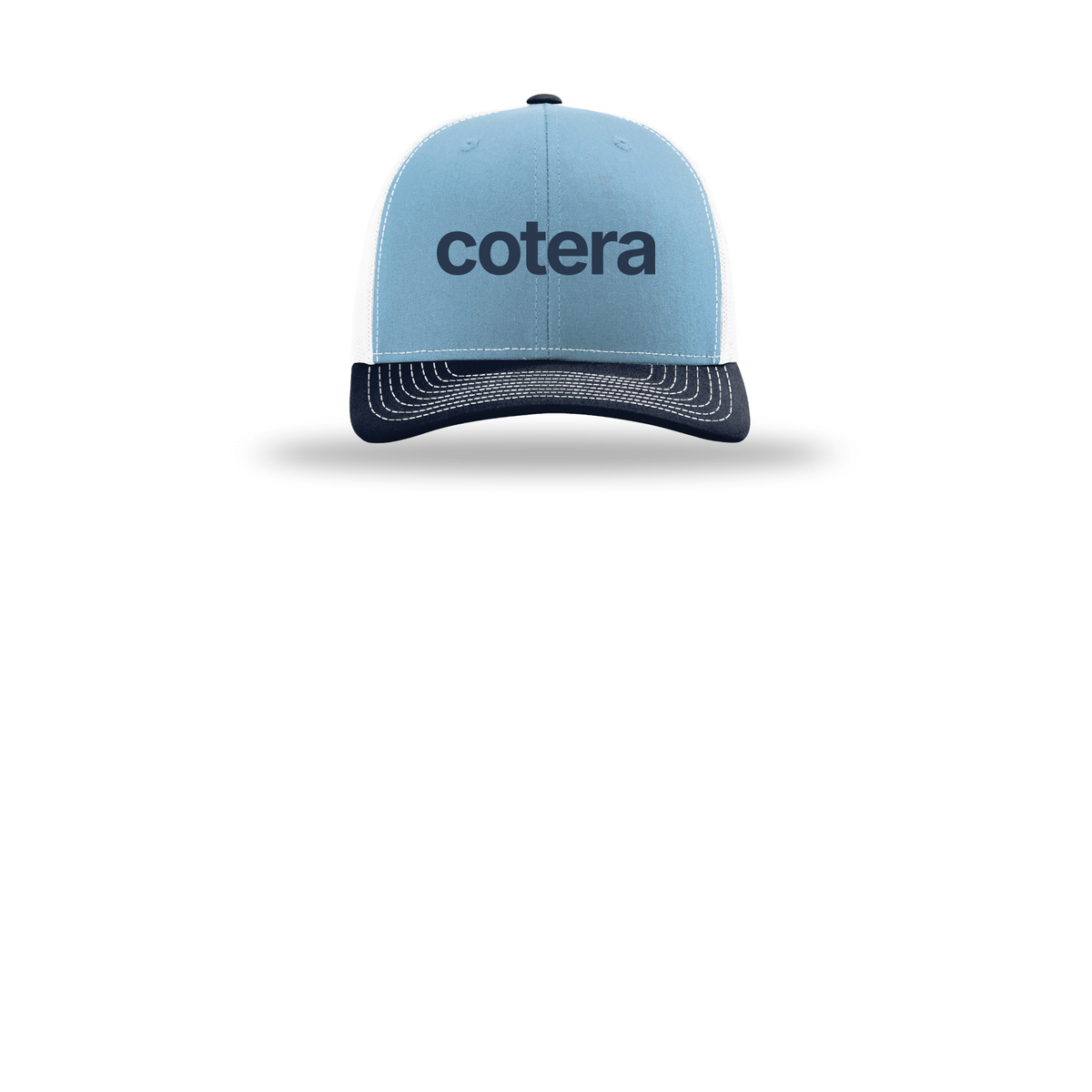 cotera-richardson-trucker-cap-embroidery-capfront-R112-columbiabluewhitenavy-flat-front