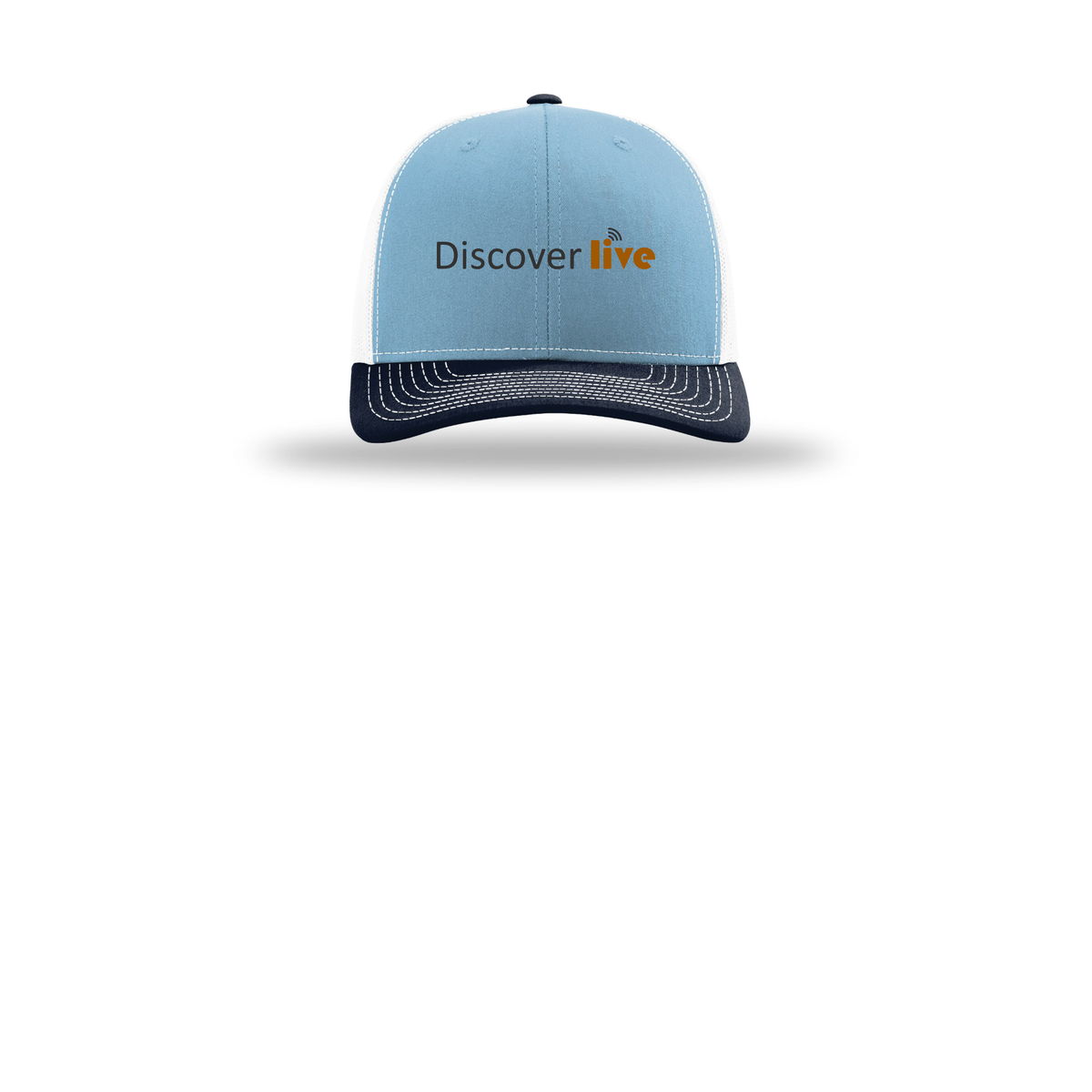 discover-richardson-trucker-cap-embroidery-capfront-R112-columbiabluewhitenavy-flat-front