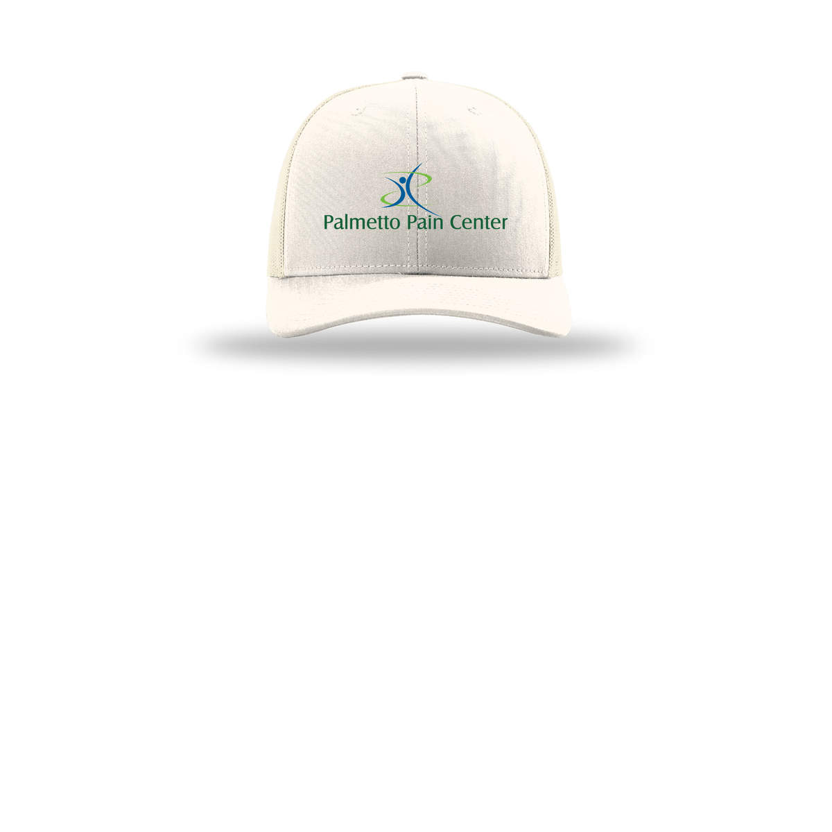palmetto-pain-center-richardson-trucker-cap-embroidery-capfront-R112-cream-flat-front