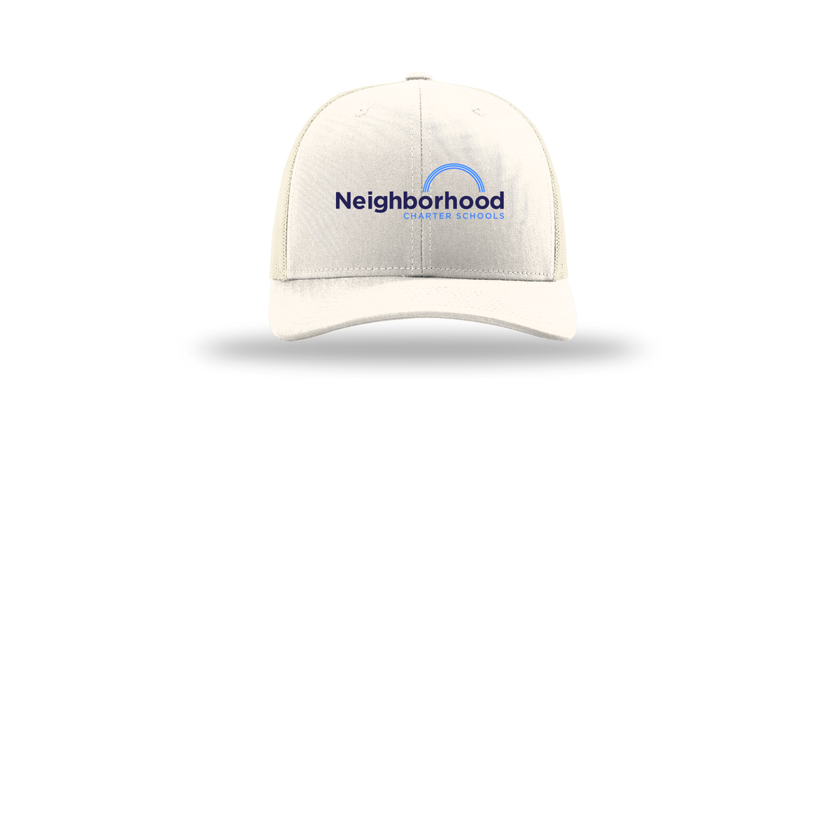 ncschools-richardson-trucker-cap-embroidery-capfront-R112-cream-flat-front
