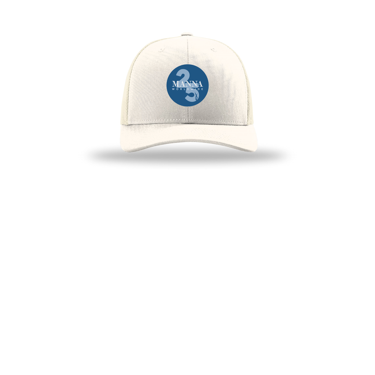 mannaworldwide-richardson-trucker-cap-embroidery-capfront-R112-cream-flat-front