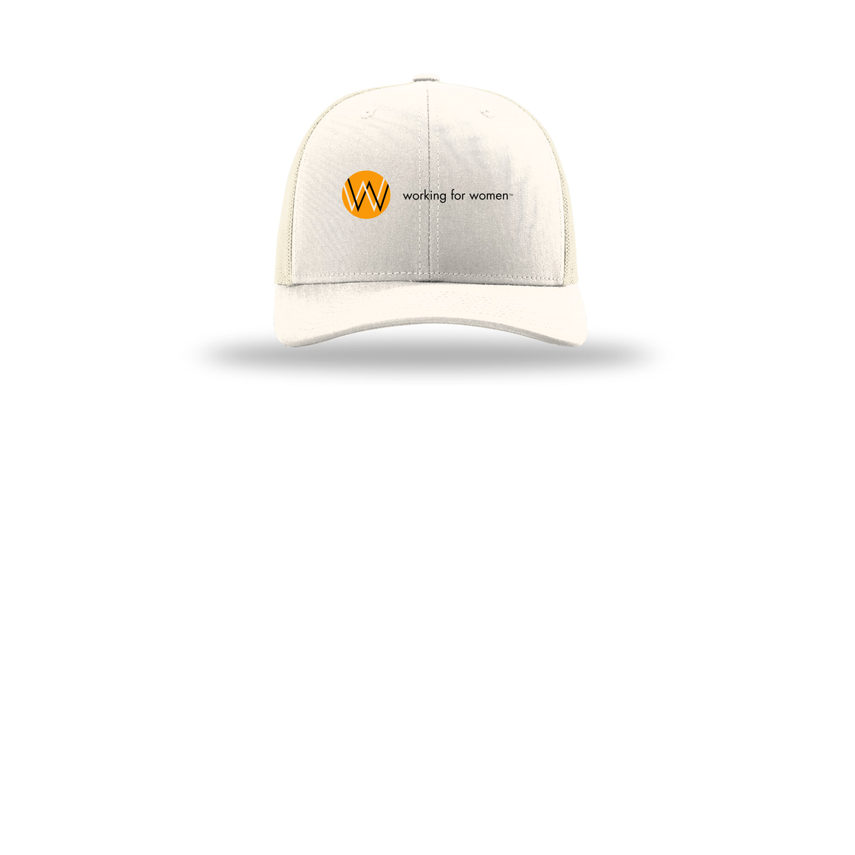 workingforwomen-richardson-trucker-cap-embroidery-capfront-R112-cream-flat-front