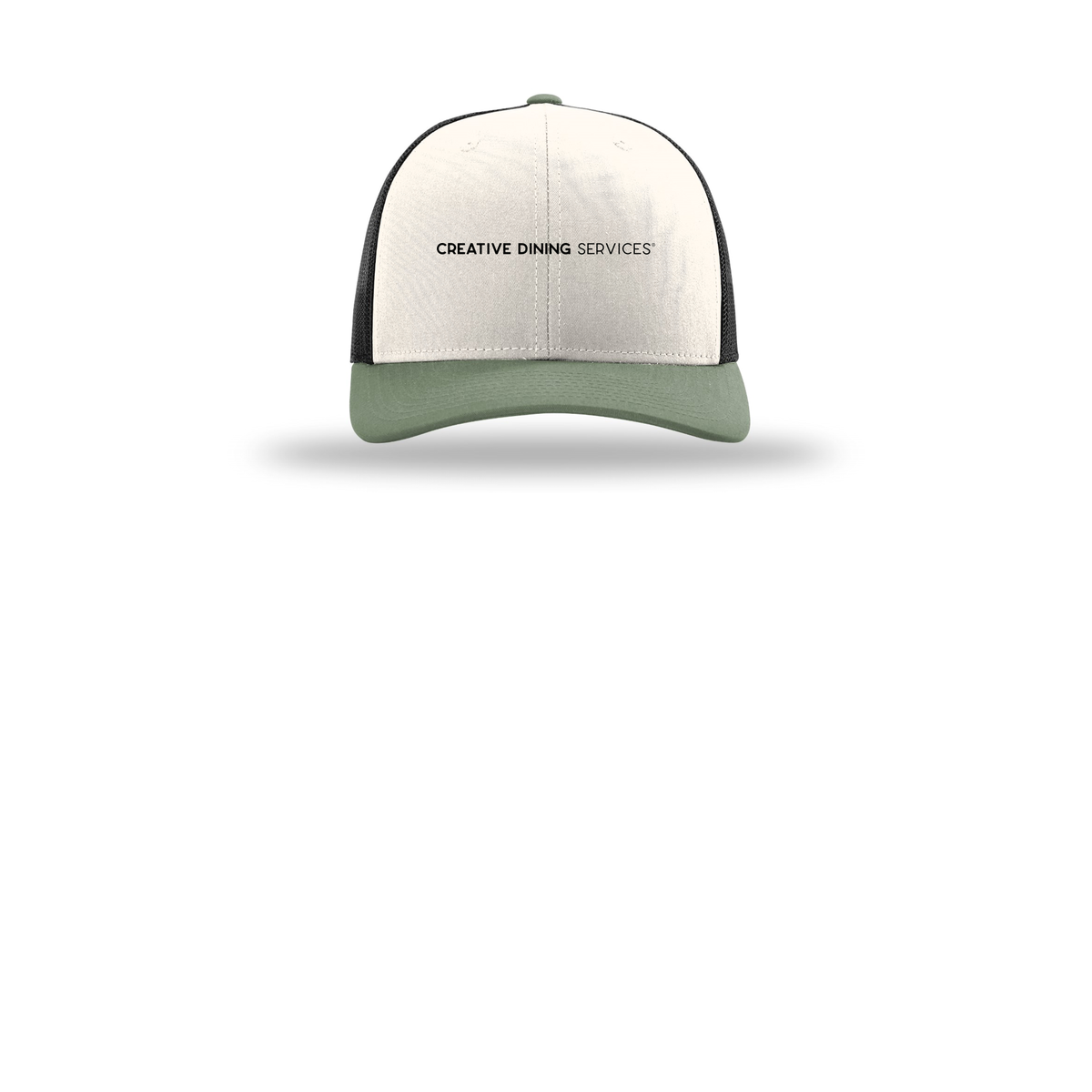 creativedining-richardson-trucker-cap-embroidery-capfront-R112-creamblackloden-flat-front