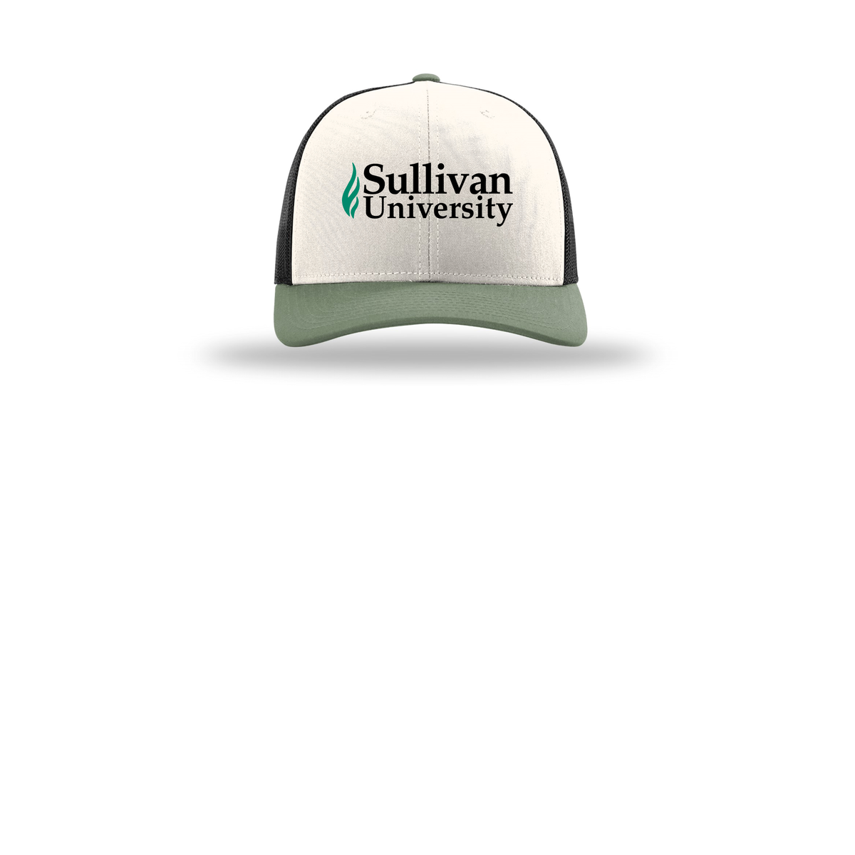 sullivan-richardson-trucker-cap-embroidery-capfront-R112-creamblackloden-flat-front