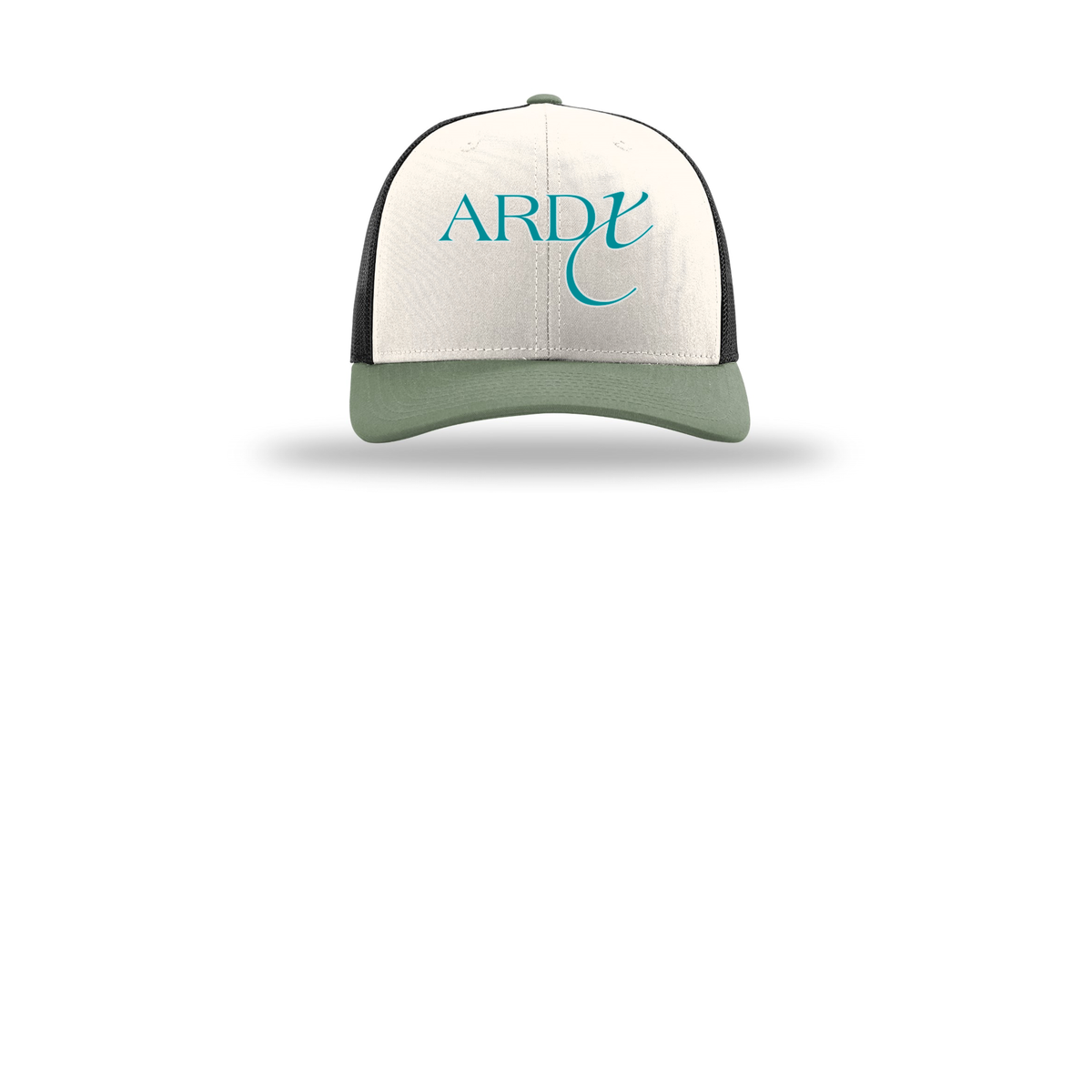 ardx-richardson-trucker-cap-embroidery-capfront-R112-creamblackloden-flat-front