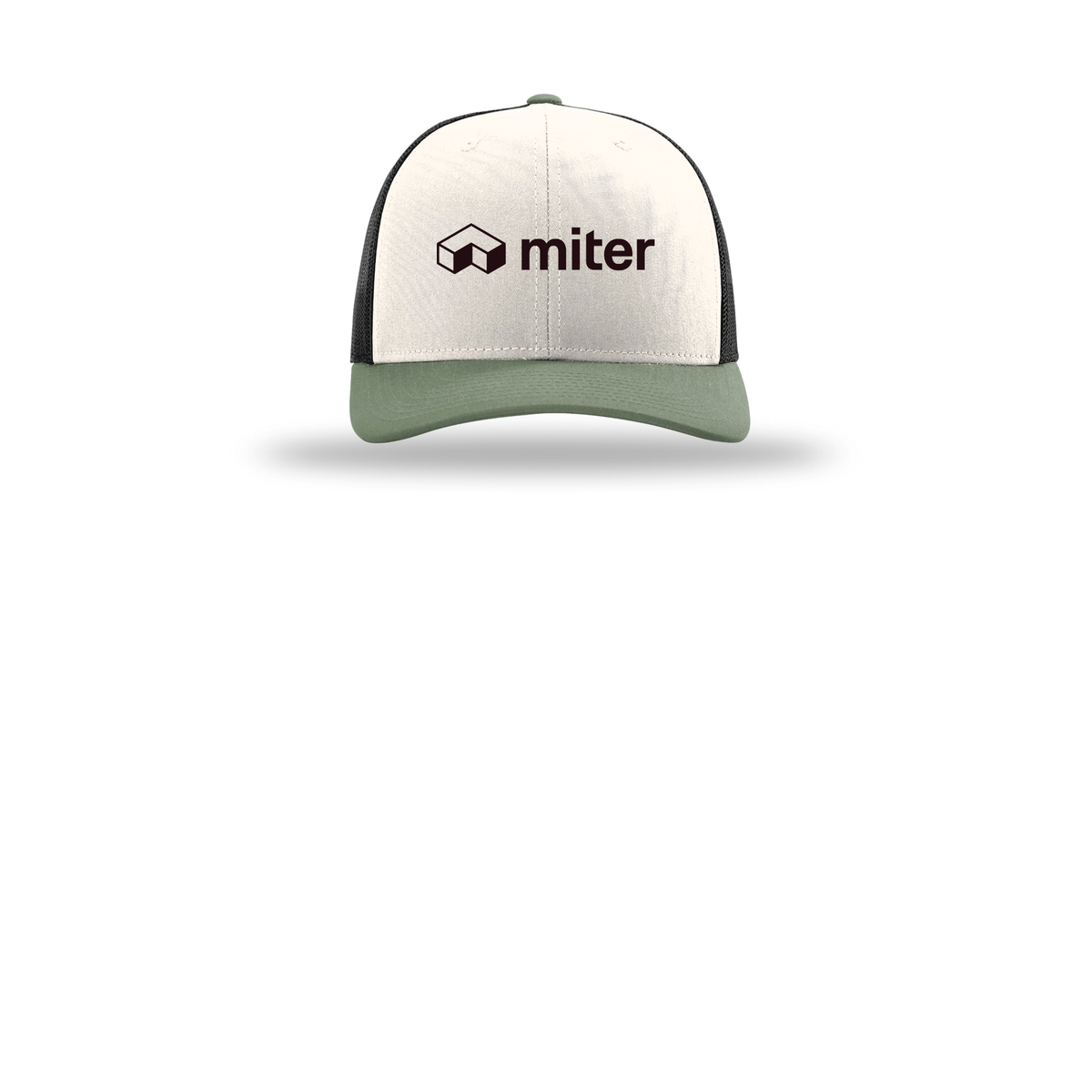 miter-richardson-trucker-cap-embroidery-capfront-R112-creamblackloden-flat-front