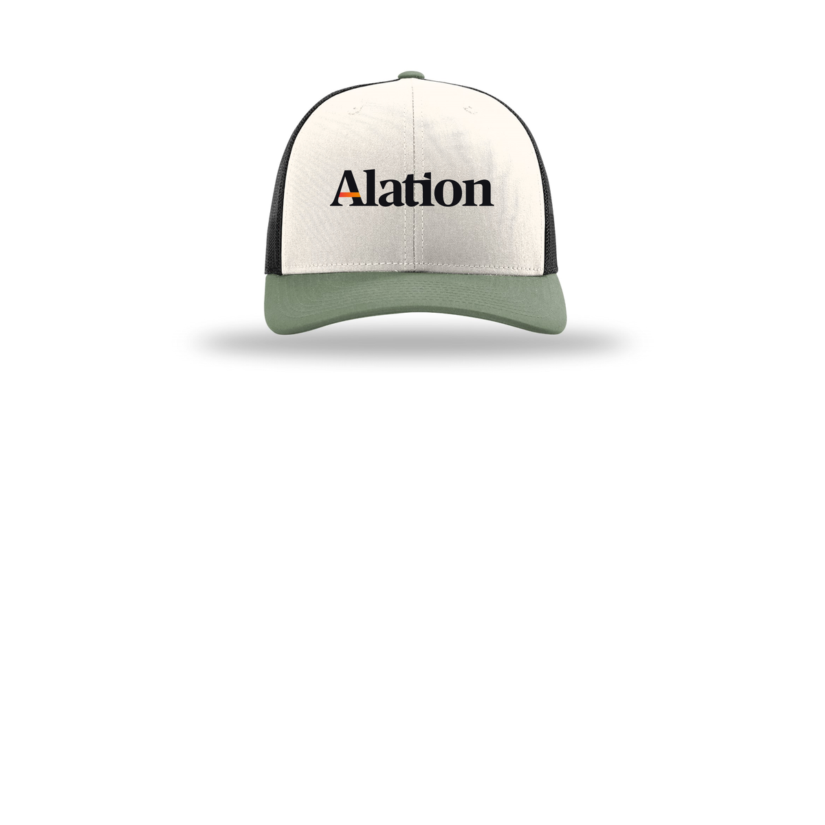 alation-richardson-trucker-cap-embroidery-capfront-R112-creamblackloden-flat-front