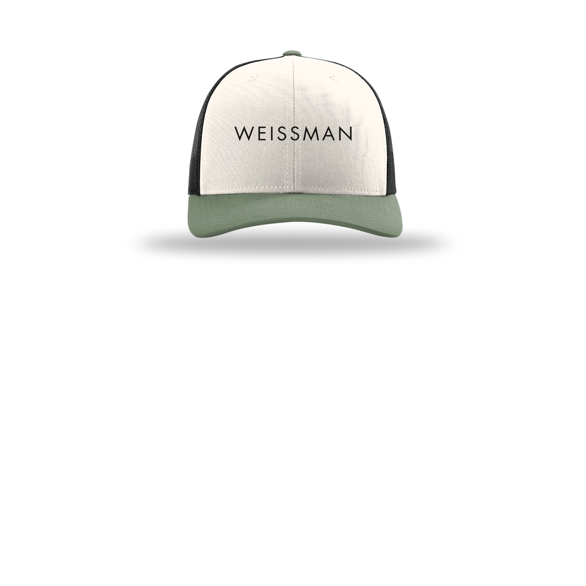 weissmans-richardson-trucker-cap-embroidery-capfront-R112-creamblackloden-flat-front