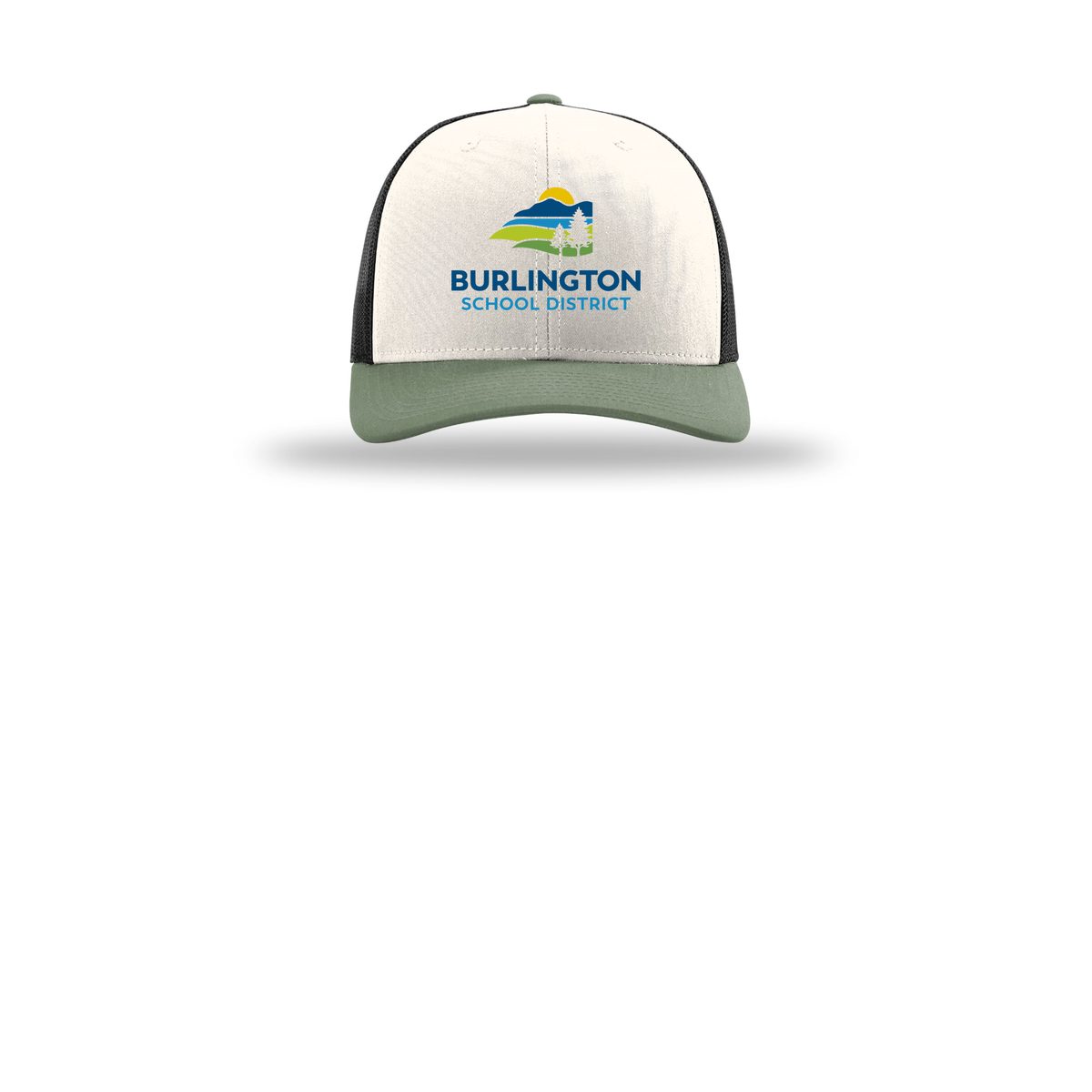 bsdvt-richardson-trucker-cap-embroidery-capfront-R112-creamblackloden-flat-front