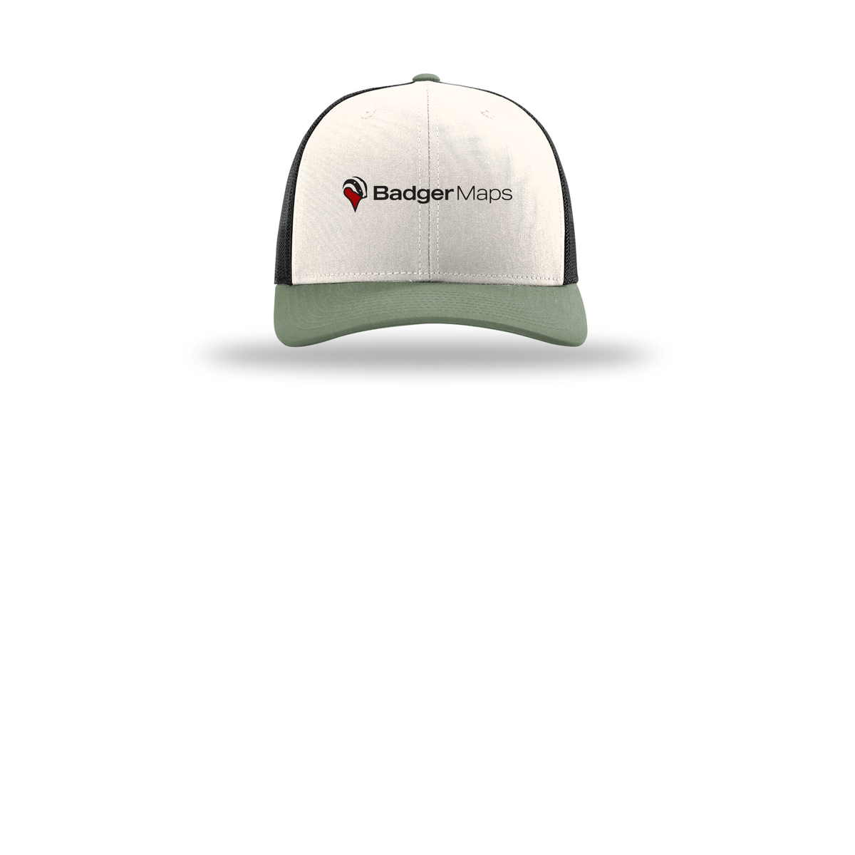 badgermapping-richardson-trucker-cap-embroidery-capfront-R112-creamblackloden-flat-front