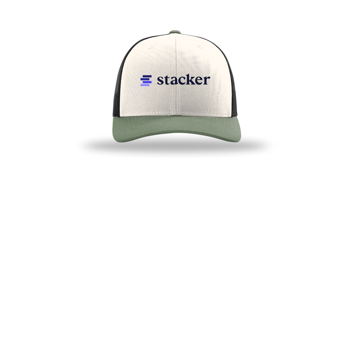 stacker-richardson-trucker-cap-embroidery-capfront-R112-creamblackloden-flat-front